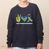 Down Syndrome Awareness T21 Peace Love Ribbon Women's Sweatshirt thumb 0
