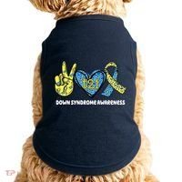 Down Syndrome Awareness T21 Peace Love Ribbon Doggie Tank thumb 0