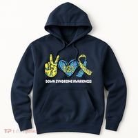 Down Syndrome Awareness T21 Peace Love Ribbon Hoodie thumb 0