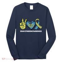 Down Syndrome Awareness T21 Peace Love Ribbon Long Sleeve Shirt thumb 0