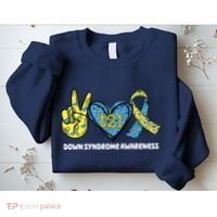 Down Syndrome Awareness T21 Peace Love Ribbon Sweatshirt thumb 2