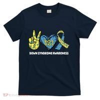Down Syndrome Awareness T21 Peace Love Ribbon T-Shirt thumb 0