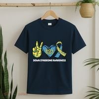 Down Syndrome Awareness T21 Peace Love Ribbon T-Shirt thumb 2