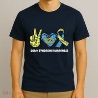 Down Syndrome Awareness T21 Peace Love Ribbon T-Shirt thumb 3