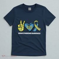 Down Syndrome Awareness T21 Peace Love Ribbon T-Shirt thumb 5
