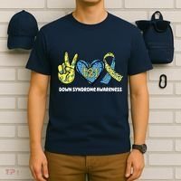 Down Syndrome Awareness T21 Peace Love Ribbon T-Shirt thumb 6