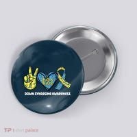 Down Syndrome Awareness T21 Peace Love Ribbon Button thumb 0