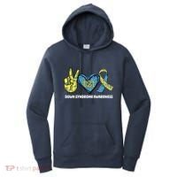 Down Syndrome Awareness T21 Peace Love Ribbon Women's Hoodie thumb 0