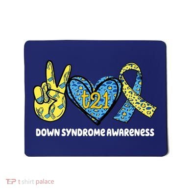 Down Syndrome Awareness T21 Peace Love Ribbon Mousepad