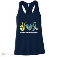 Down Syndrome Awareness T21 Peace Love Ribbon Women's Tank Top thumb 0