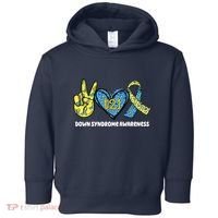 Down Syndrome Awareness T21 Peace Love Ribbon Toddler Hoodie thumb 0