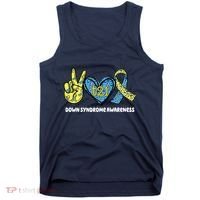 Down Syndrome Awareness T21 Peace Love Ribbon Tank Top thumb 0