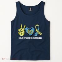 Down Syndrome Awareness T21 Peace Love Ribbon Tank Top thumb 2