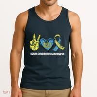 Down Syndrome Awareness T21 Peace Love Ribbon Tank Top thumb 3