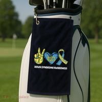 Down Syndrome Awareness T21 Peace Love Ribbon Golf Towel thumb 2
