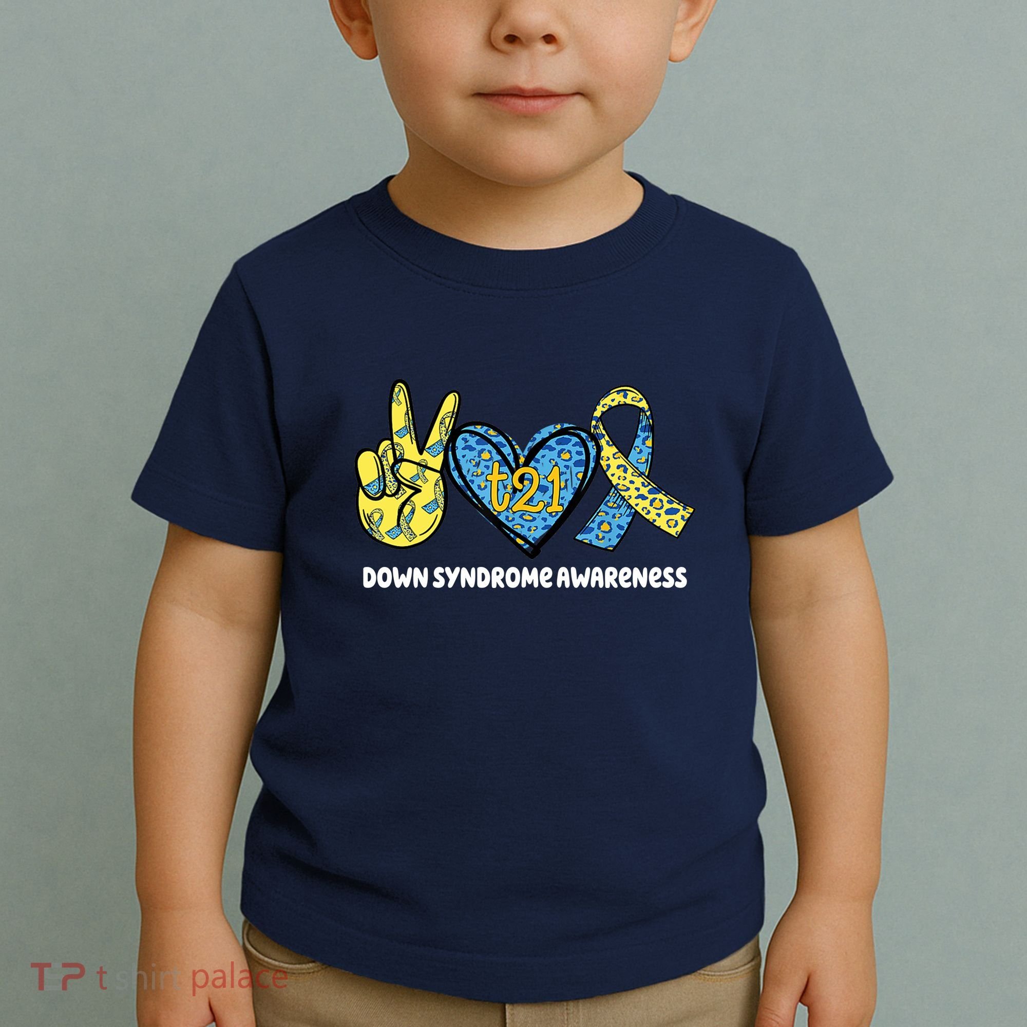 Down Syndrome Awareness T21 Peace Love Ribbon Toddler T-Shirt
