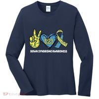 Down Syndrome Awareness T21 Peace Love Ribbon Women's Long Sleeve Shirt thumb 0