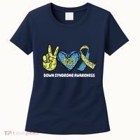 Down Syndrome Awareness T21 Peace Love Ribbon Women's T-Shirt thumb 0