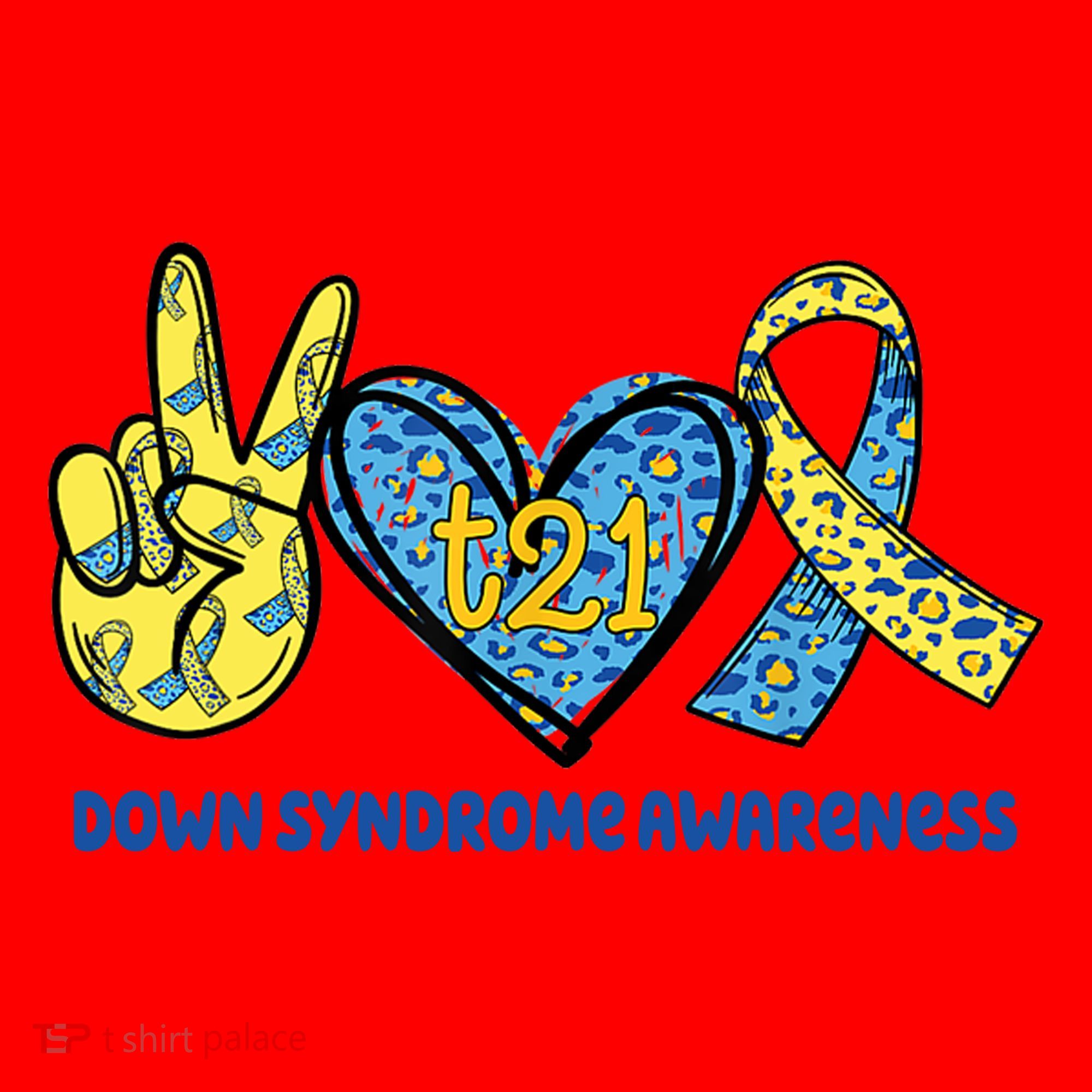 Down Syndrome Awareness T21 Peace Love Ribbon Santa Hat