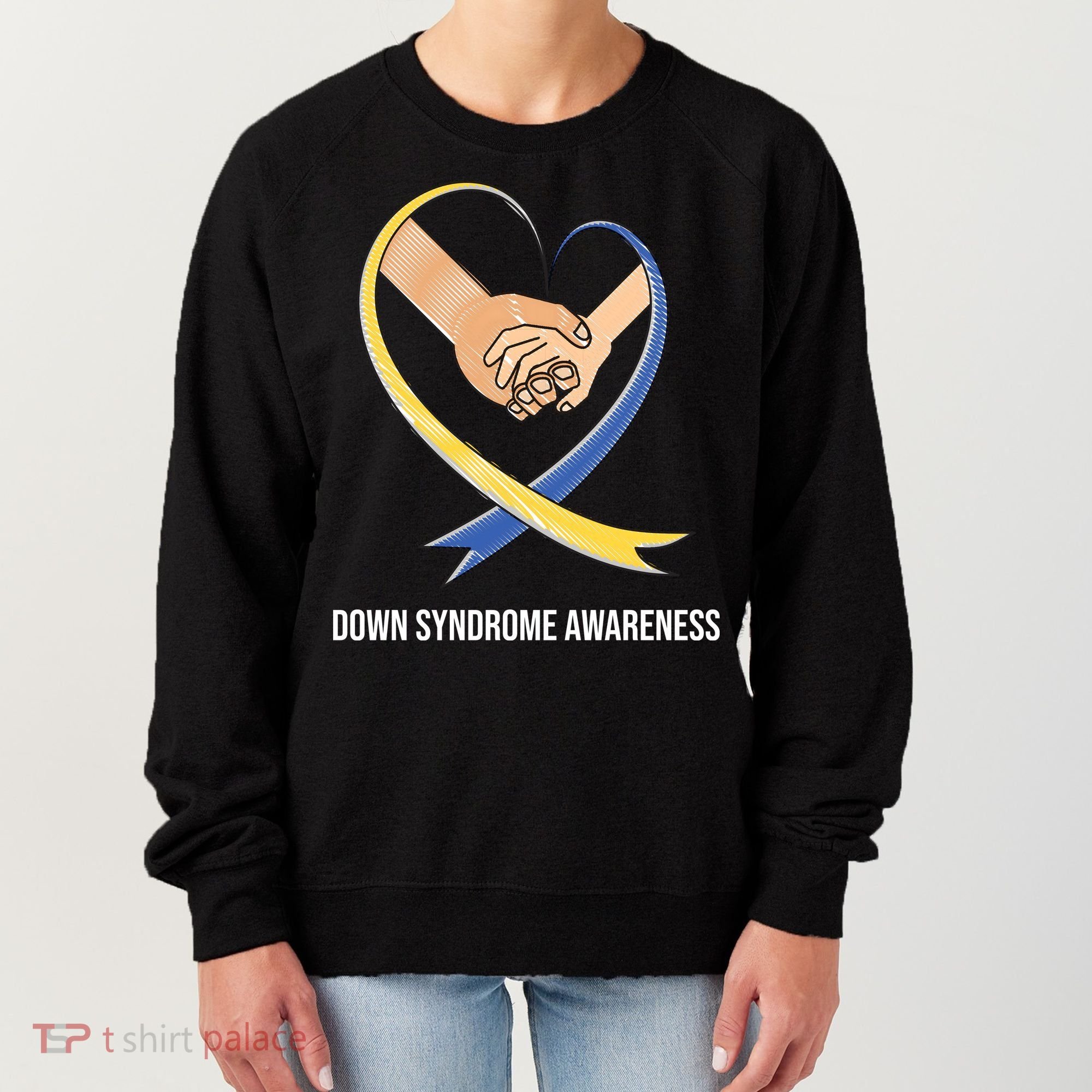 Down Syndrome Awareness Support Heart Ribbon Women's Sweatshirt