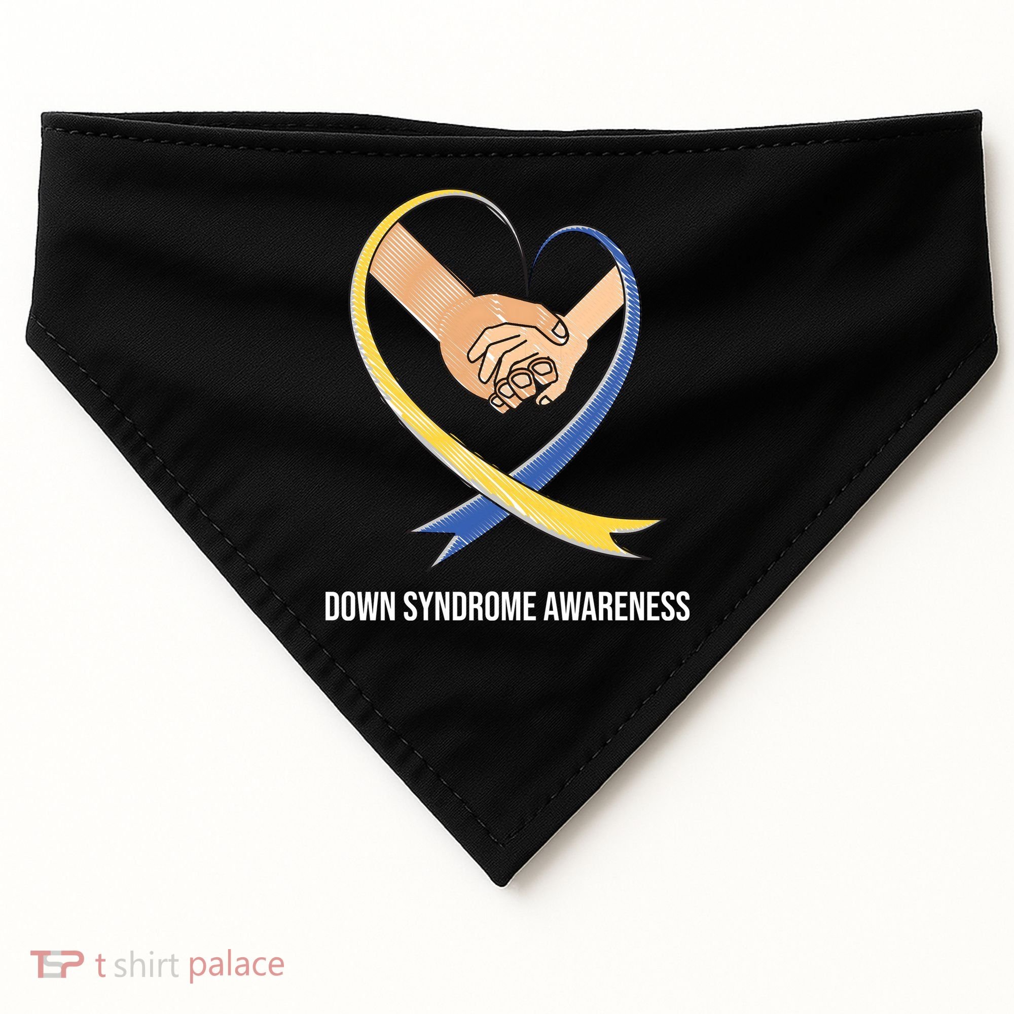 Down Syndrome Awareness Support Heart Ribbon USA-Made Doggie Bandana