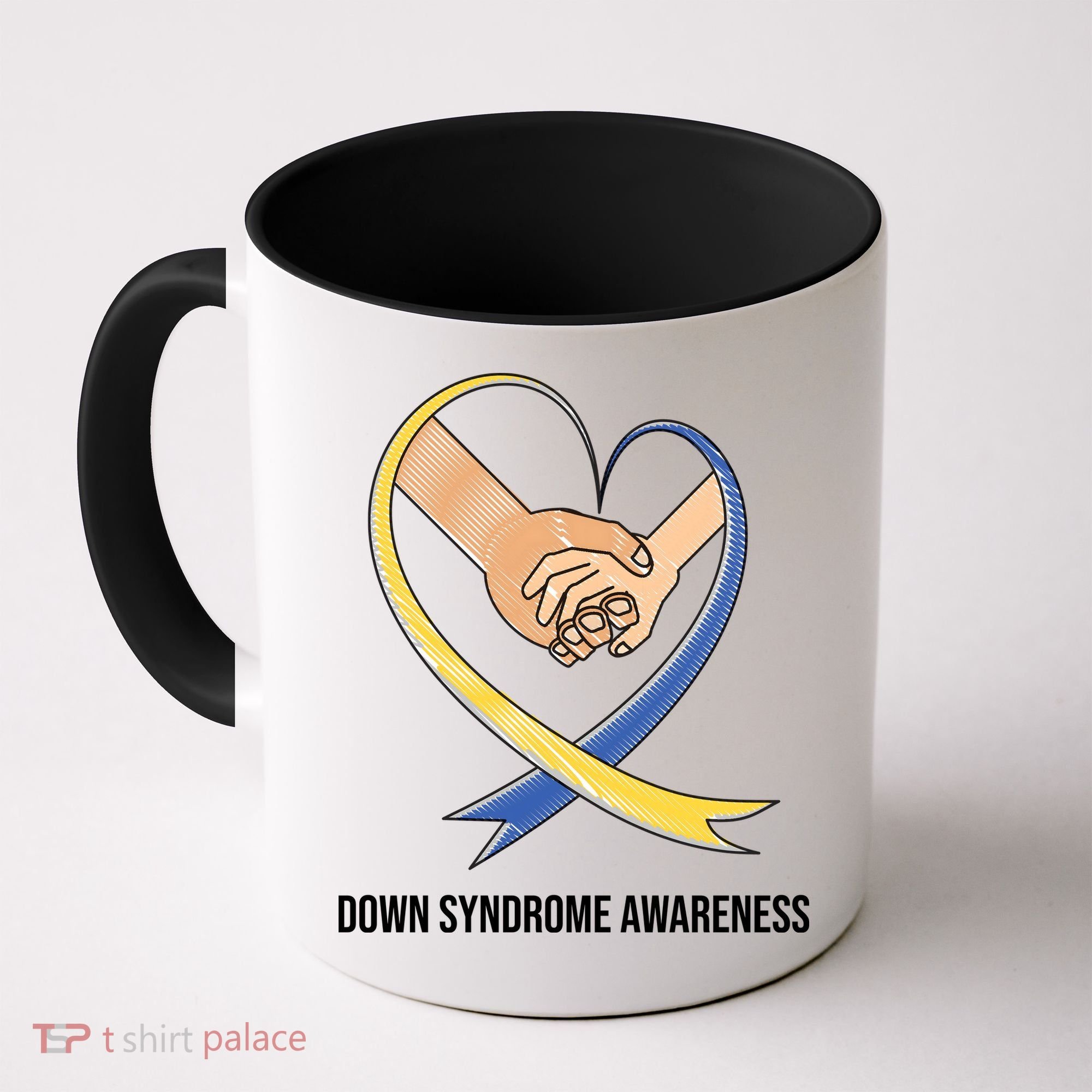 Down Syndrome Awareness Support Heart Ribbon Coffee Mug