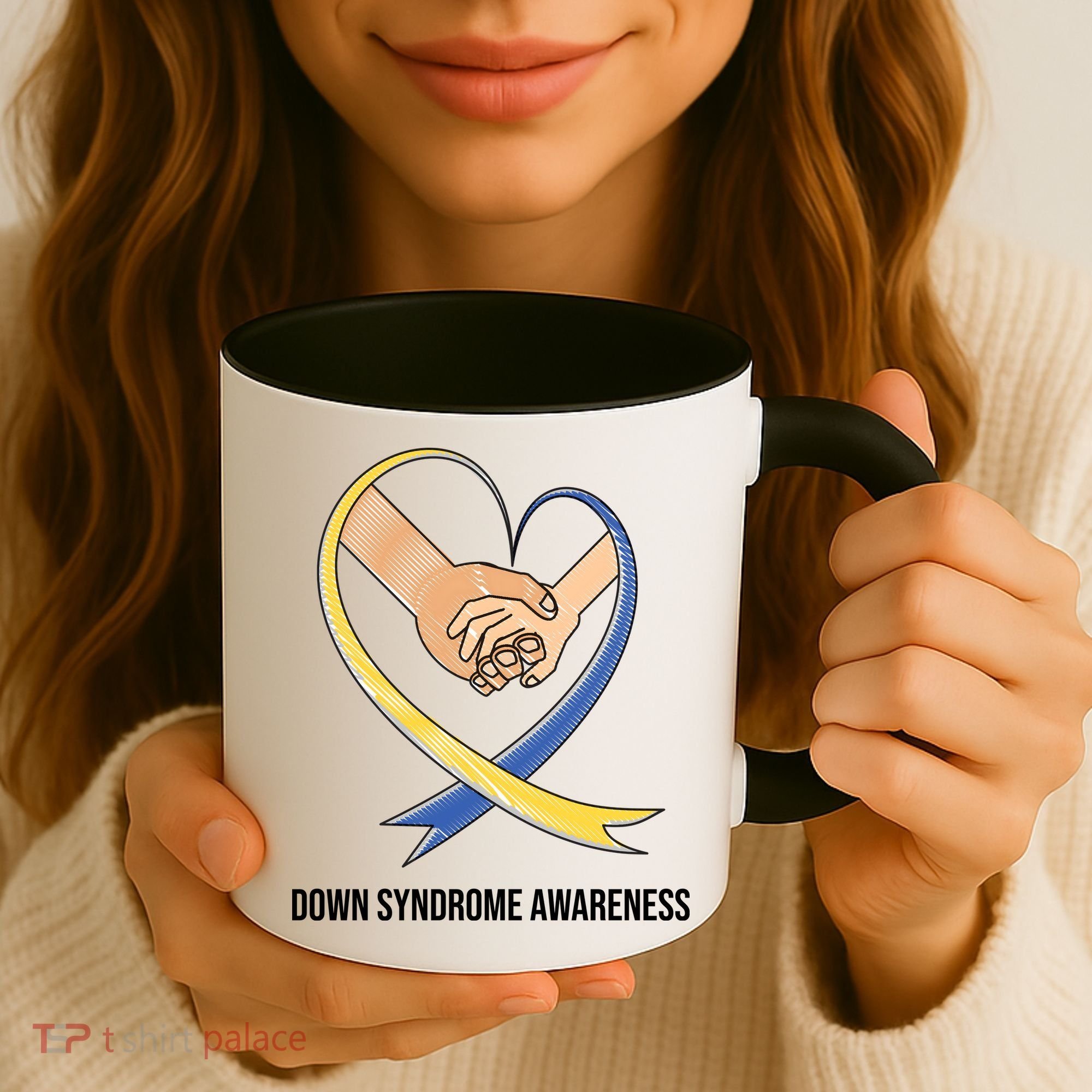 Down Syndrome Awareness Support Heart Ribbon Coffee Mug