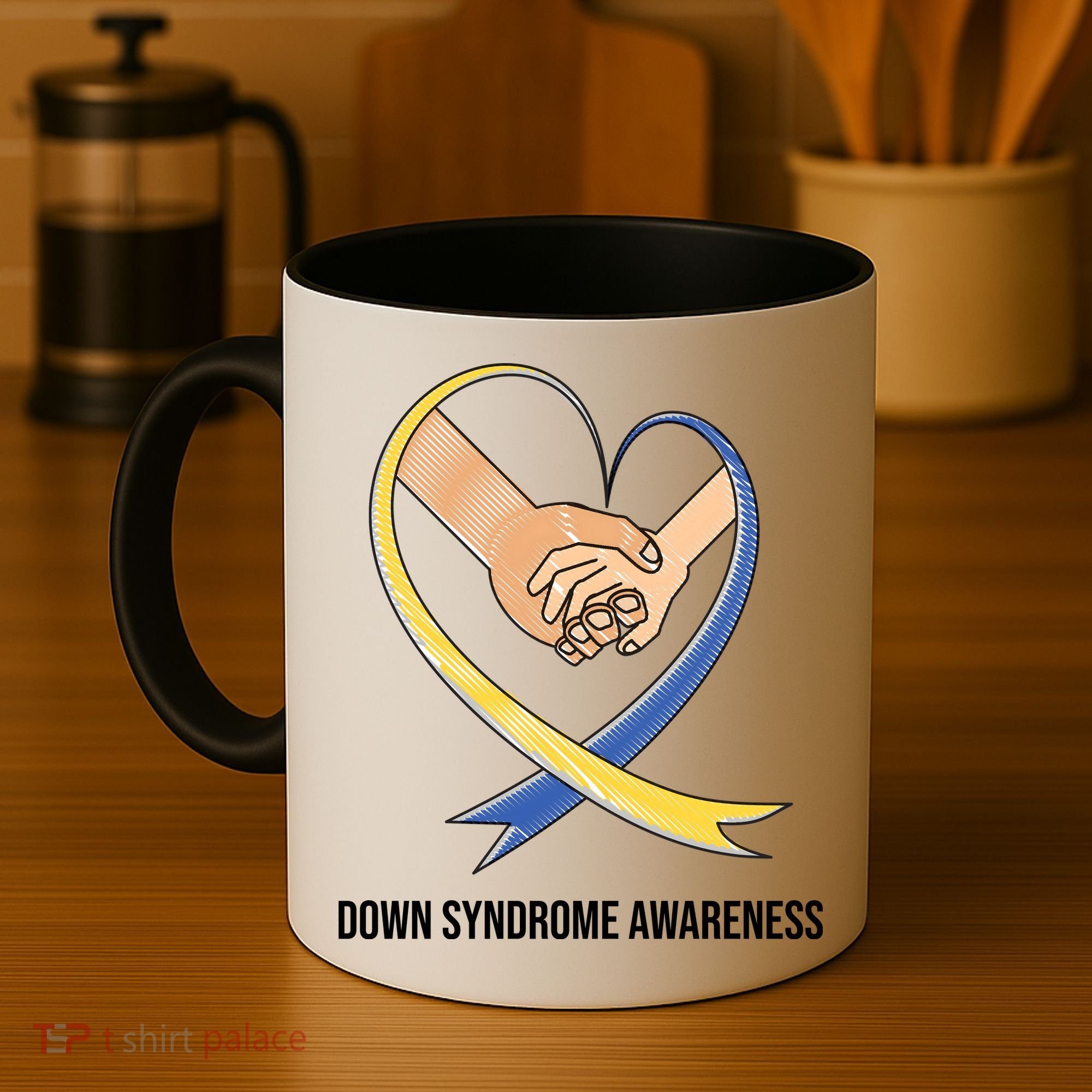 Down Syndrome Awareness Support Heart Ribbon Coffee Mug