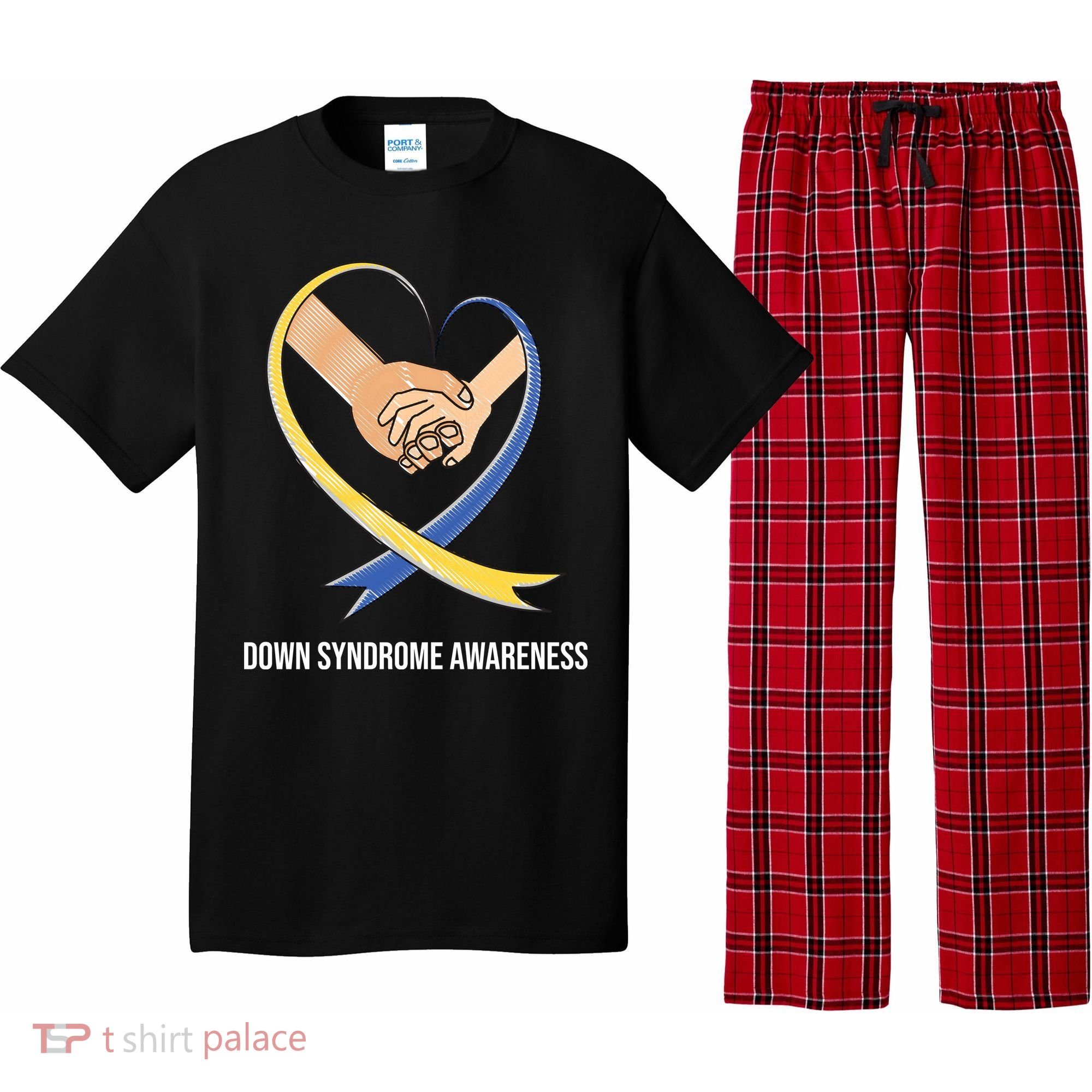 Down Syndrome Awareness Support Heart Ribbon Pajama Set