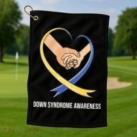 Down Syndrome Awareness Support Heart Ribbon Golf Towel thumb 1