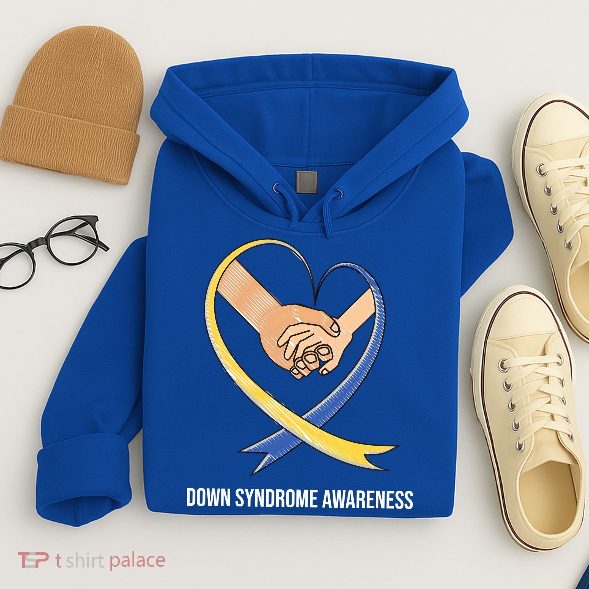 Down Syndrome Awareness Support Heart Ribbon Hoodie