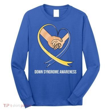 Down Syndrome Awareness Support Heart Ribbon Long Sleeve Shirt