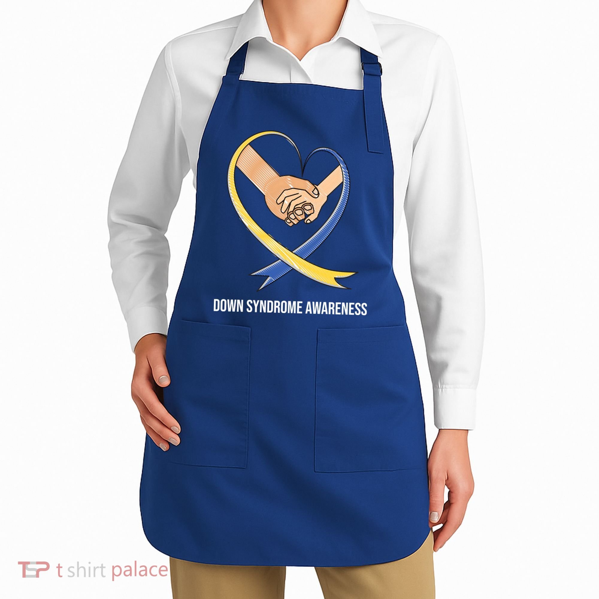 Down Syndrome Awareness Support Heart Ribbon Apron