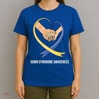Down Syndrome Awareness Support Heart Ribbon T-Shirt thumb 4