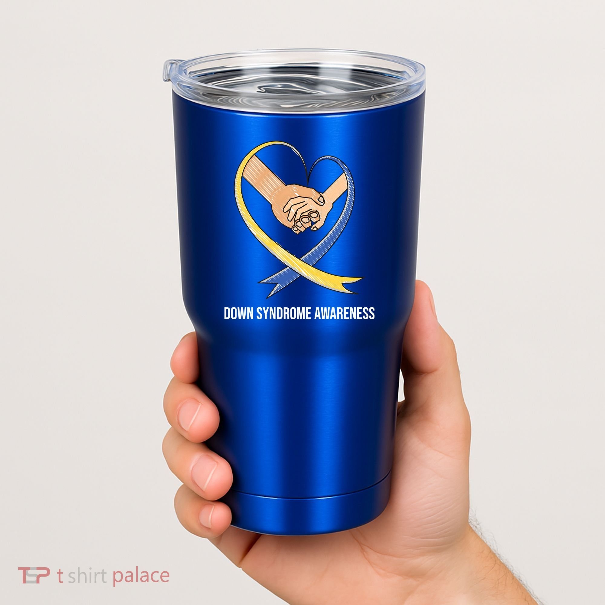 Down Syndrome Awareness Support Heart Ribbon Tumbler