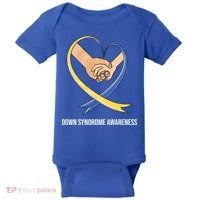 Down Syndrome Awareness Support Heart Ribbon Baby Bodysuit thumb 0