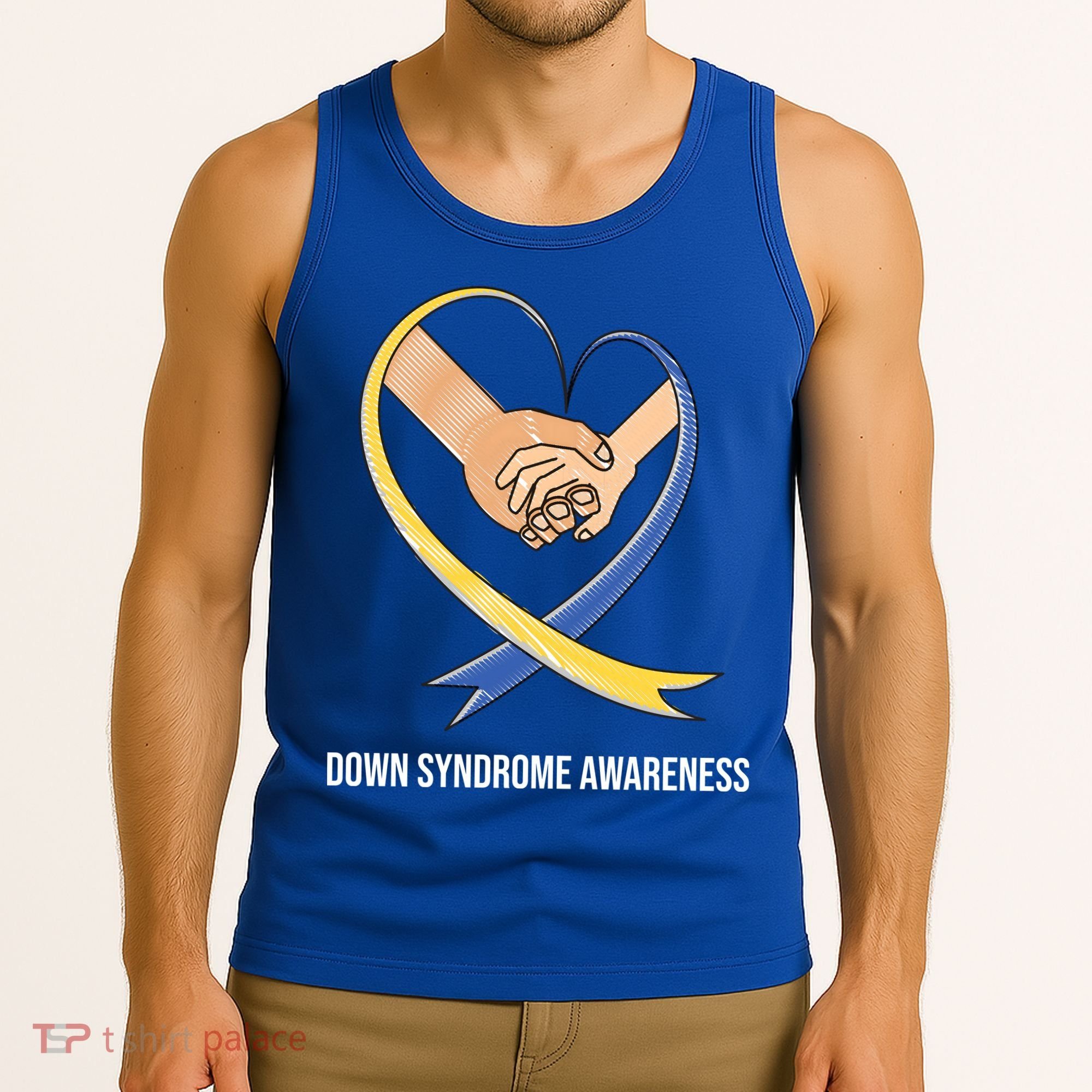 Down Syndrome Awareness Support Heart Ribbon Tank Top