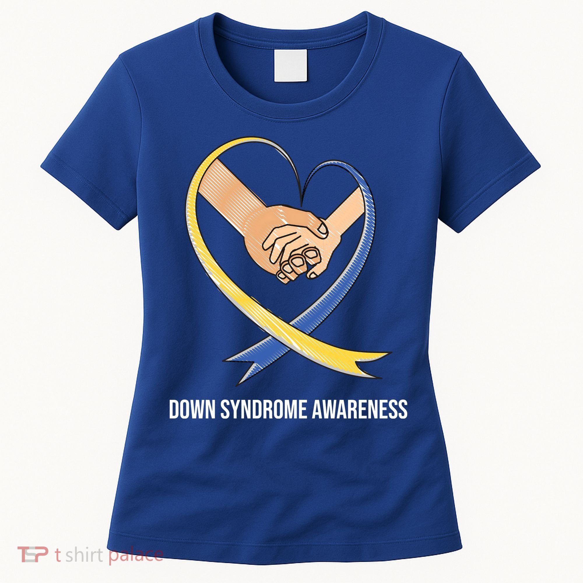 Down Syndrome Awareness Support Heart Ribbon Women's T-Shirt