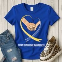 Down Syndrome Awareness Support Heart Ribbon Women's T-Shirt thumb 3