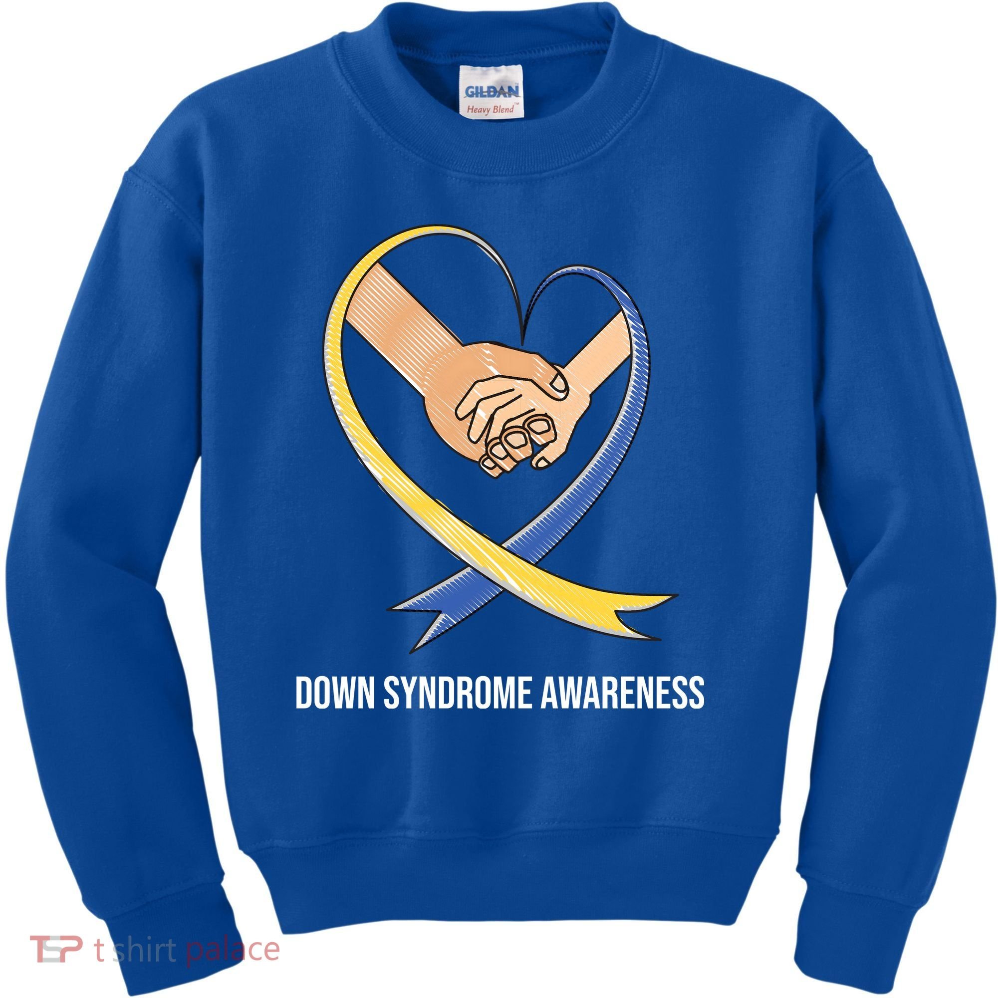 Down Syndrome Awareness Support Heart Ribbon Kids Sweatshirt