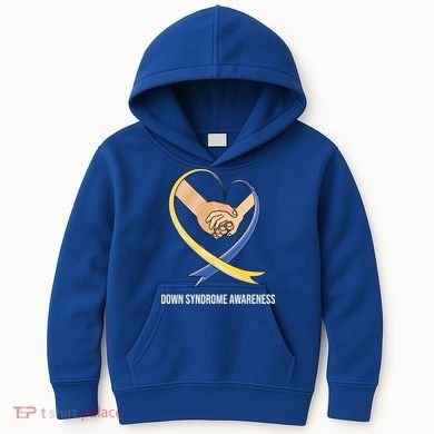 Down Syndrome Awareness Support Heart Ribbon Kids Hoodie