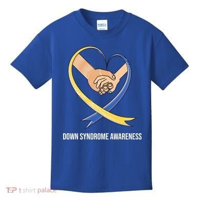 Down Syndrome Awareness Support Heart Ribbon Kids T-Shirt