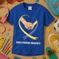 Down Syndrome Awareness Support Heart Ribbon Kids T-Shirt thumb 3