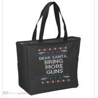 Dear Santa Bring More Guns Ugly Christmas Sweater Funny Gun Tote Bag thumb 2