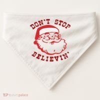 Don't Stop Believin Santa Christmas Gift USA-Made Doggie Bandana thumb 0