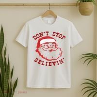 Don't Stop Believin Santa Christmas Gift T-Shirt thumb 2