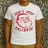 Don't Stop Believin Santa Christmas Gift T-Shirt thumb 3