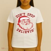 Don't Stop Believin Santa Christmas Gift T-Shirt thumb 4