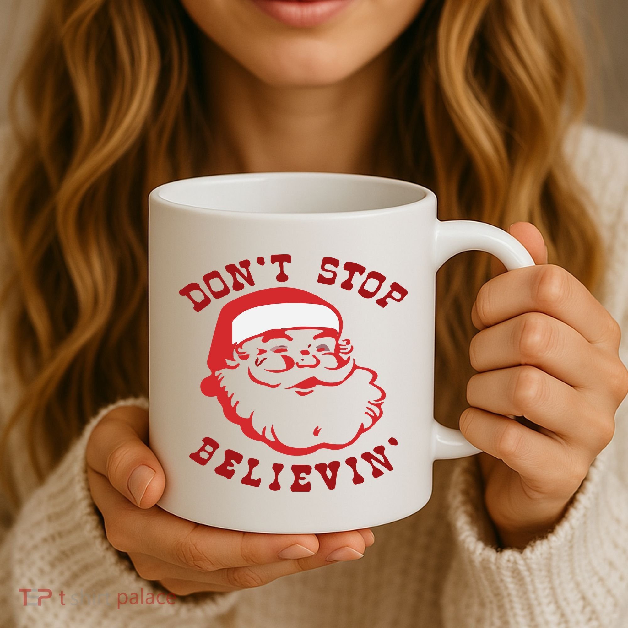 Don't Stop Believin Santa Christmas Gift Coffee Mug