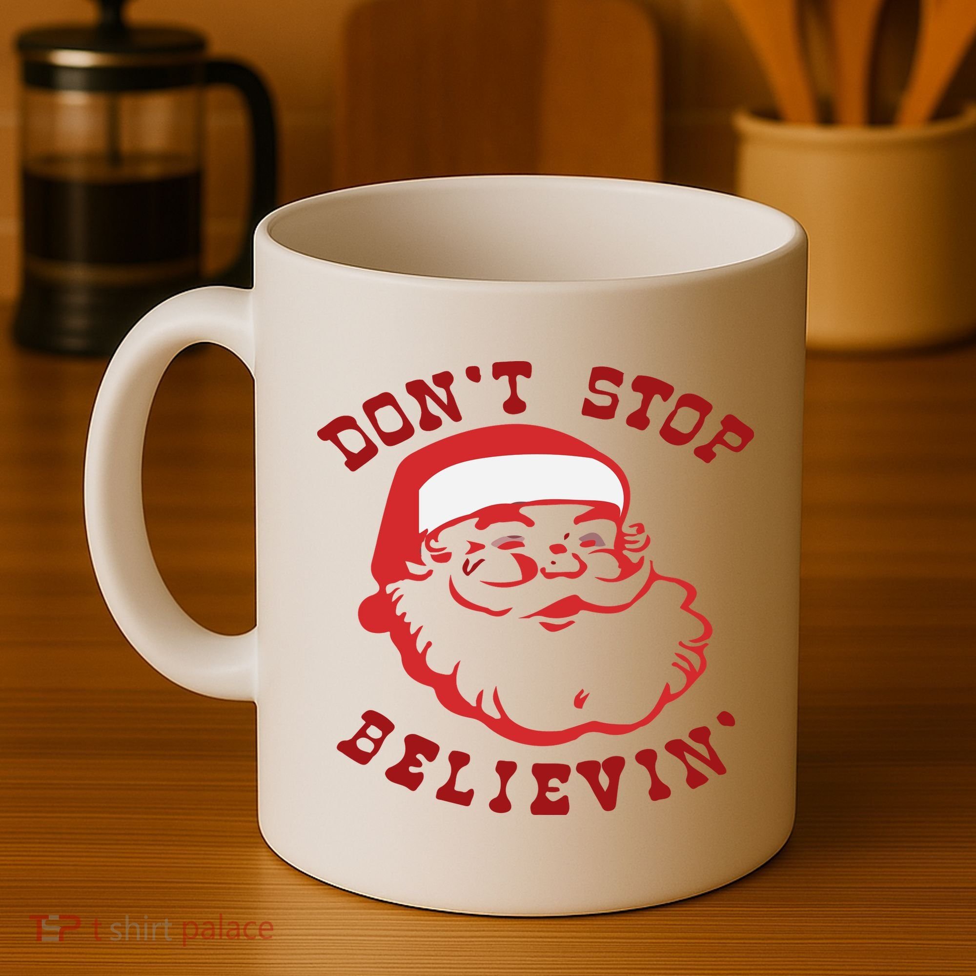 Don't Stop Believin Santa Christmas Gift Coffee Mug